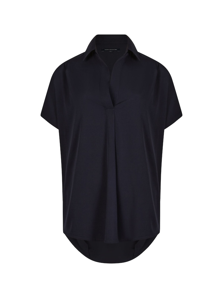 French Connection Blue Crepe Light Sleeveless Popover Shirt - Image 4 of 4