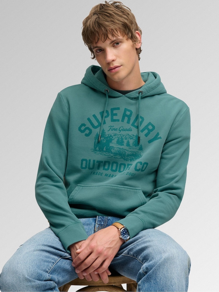 Superdry Green Outdoor Icon Hoodie - Image 1 of 6