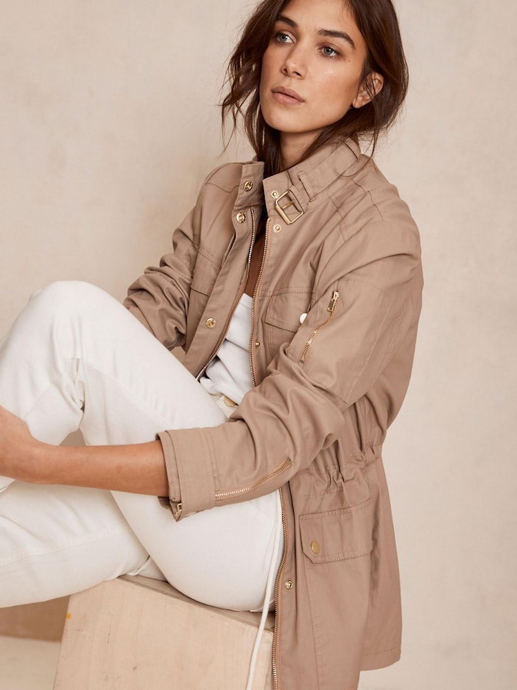 Mint Velvet Cream Camel Waxed Jacket - Image 1 of 3