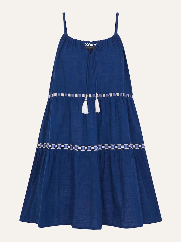Accessorize Blue GEO Tiered Beach Dress - Image 2 of 4