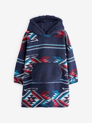 Navy Blue Aztec Print Hooded Blanket (3-16yrs) - Image 4 of 6