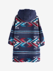 Navy Blue Aztec Print Hooded Blanket (3-16yrs) - Image 5 of 6