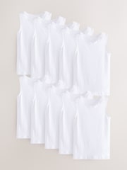 White 10 Pack Lace Trim Vest (1.5-16yrs) - Image 1 of 4