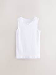 White 10 Pack Lace Trim Vest (1.5-16yrs) - Image 2 of 4