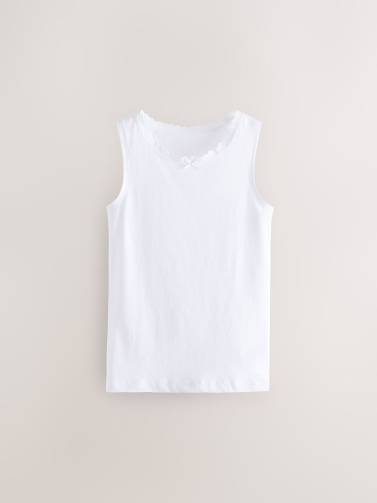 White 10 Pack Lace Trim Vest (1.5-16yrs) - Image 2 of 4