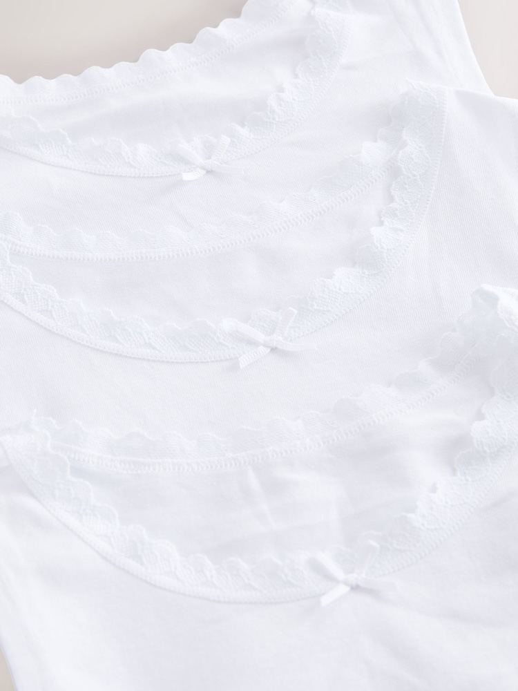 White 10 Pack Lace Trim Vest (1.5-16yrs) - Image 4 of 4