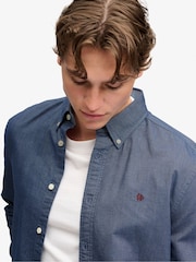 Albastru închis - Cămașă cu mânecă lungă Superdry Preppy Oxford - Imaginea 4 din 6