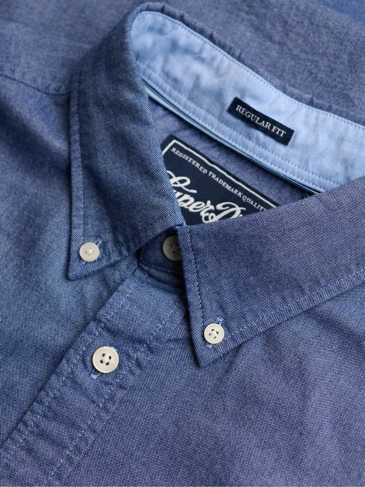 Albastru închis - Cămașă cu mânecă lungă Superdry Preppy Oxford - Imaginea 6 din 6