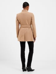 French Connection Beige Platform Felt Crossover Coat - Image 2 of 3