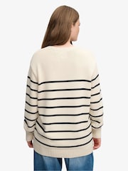 Superdry White Oversized Stripe Jumper - Image 2 of 4