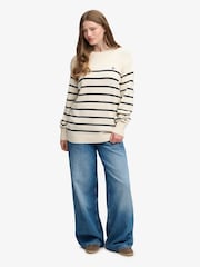 Superdry White Oversized Stripe Jumper - Image 3 of 4