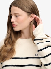 Superdry White Oversized Stripe Jumper - Image 4 of 4