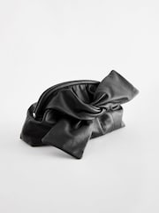 Black Leather Bow Clutch Bag - Image 4 of 9