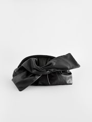 Black Leather Bow Clutch Bag - Image 5 of 9