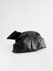Black Leather Bow Clutch Bag - Image 6 of 9
