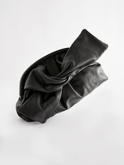 Black Leather Bow Clutch Bag - Image 7 of 9