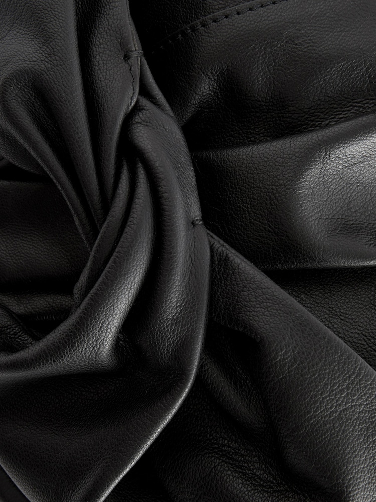 Black Leather Bow Clutch Bag - Image 9 of 9