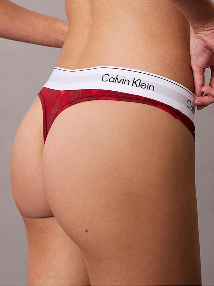 Calvin Klein Red Thong Icon Cotton Modal Knickers - Image 2 of 6 Calvin Klein Red Thong Icon Cotton Modal Knickers - Image 2 of 6