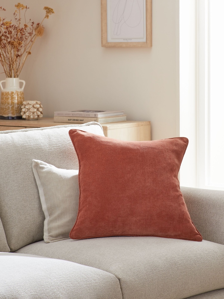 Peach Pink 45 x 45cm Soft Velour Cushion - Image 1 of 4