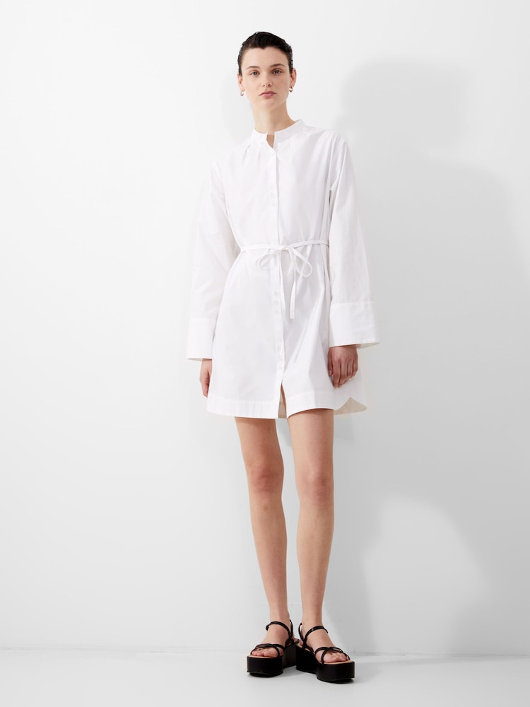 French Connection White 100% Cotton Alissa Wide Sleeve Shirt Dress - Image 1 of 4