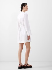 French Connection White 100% Cotton Alissa Wide Sleeve Shirt Dress - Image 2 of 4