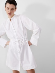 French Connection White 100% Cotton Alissa Wide Sleeve Shirt Dress - Image 3 of 4