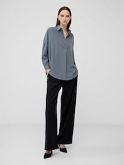 French Connection Grey Rhodes Crepe Popover Shirt - Image 2 of 4
