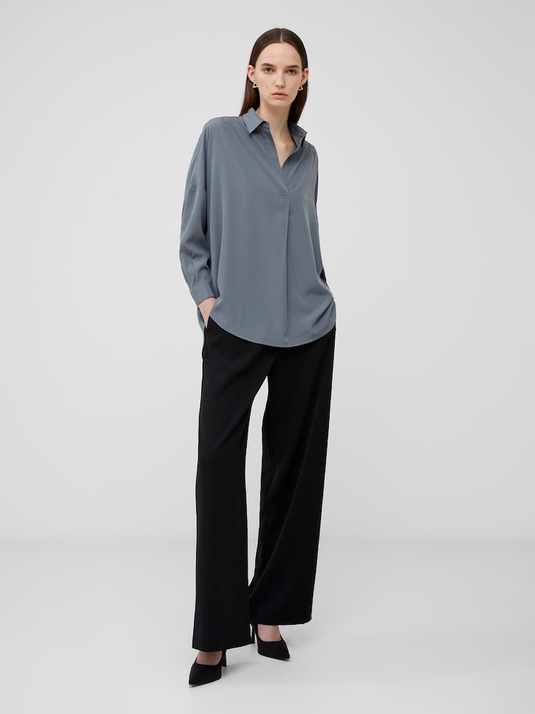 French Connection Grey Rhodes Crepe Popover Shirt - Image 2 of 4