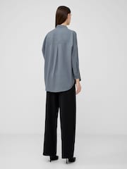 French Connection Grey Rhodes Crepe Popover Shirt - Image 3 of 4