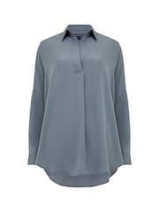 French Connection Grey Rhodes Crepe Popover Shirt - Image 4 of 4