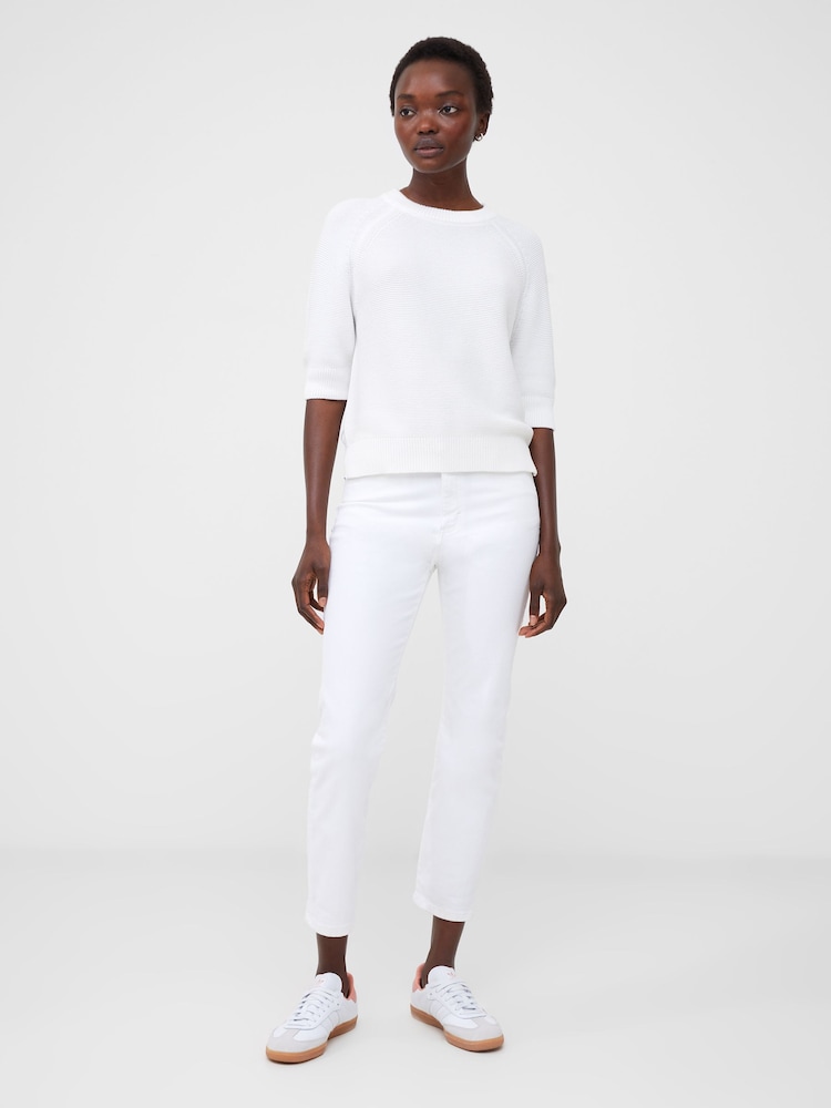 French Connection White 100% Cotton Short Sleeve Lily Mozart Jumper - Image 1 of 4