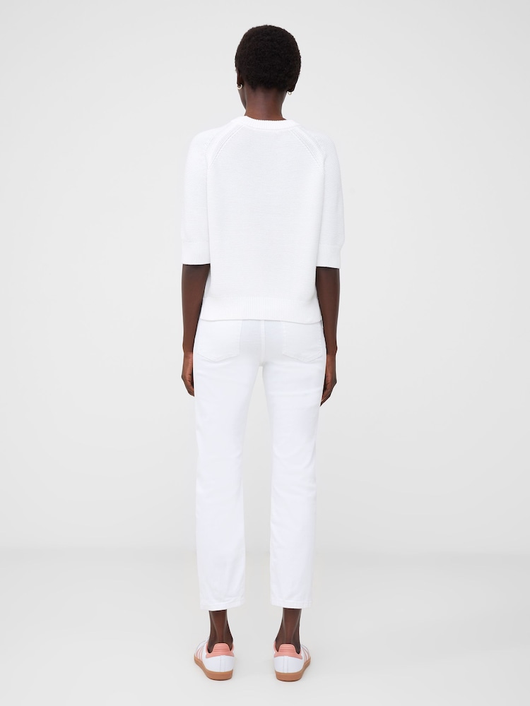 French Connection White 100% Cotton Short Sleeve Lily Mozart Jumper - Image 2 of 4