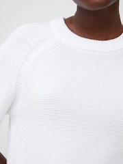 French Connection White 100% Cotton Short Sleeve Lily Mozart Jumper - Image 3 of 4