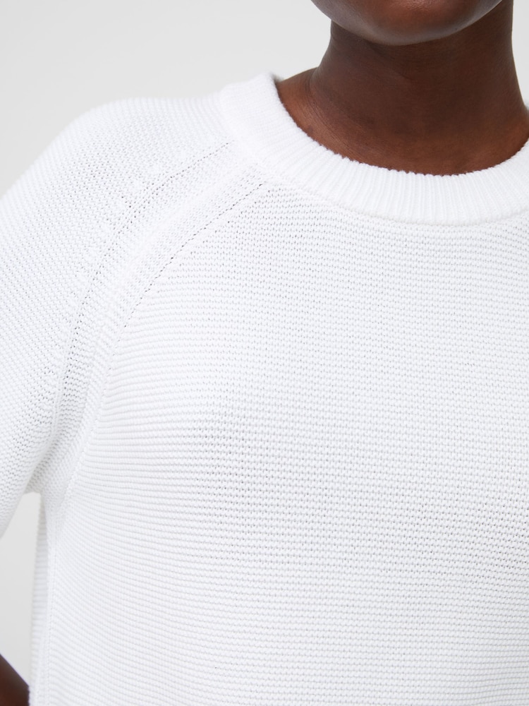 French Connection White 100% Cotton Short Sleeve Lily Mozart Jumper - Image 3 of 4