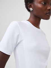 أبيض - French Connection Cotton Rallie Crew T-Shirt - صورة 3 من 4