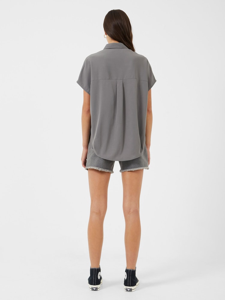French Connection Grey Crepe Light Sleeveless Popover Shirt - Image 2 of 4