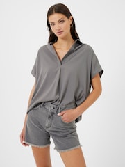French Connection Grey Crepe Light Sleeveless Popover Shirt - Image 3 of 4