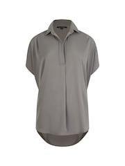 French Connection Grey Crepe Light Sleeveless Popover Shirt - Image 4 of 4