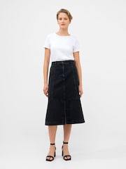 French Connection Black 100% Cotton Denver Midaxi Skirt - Image 1 of 4