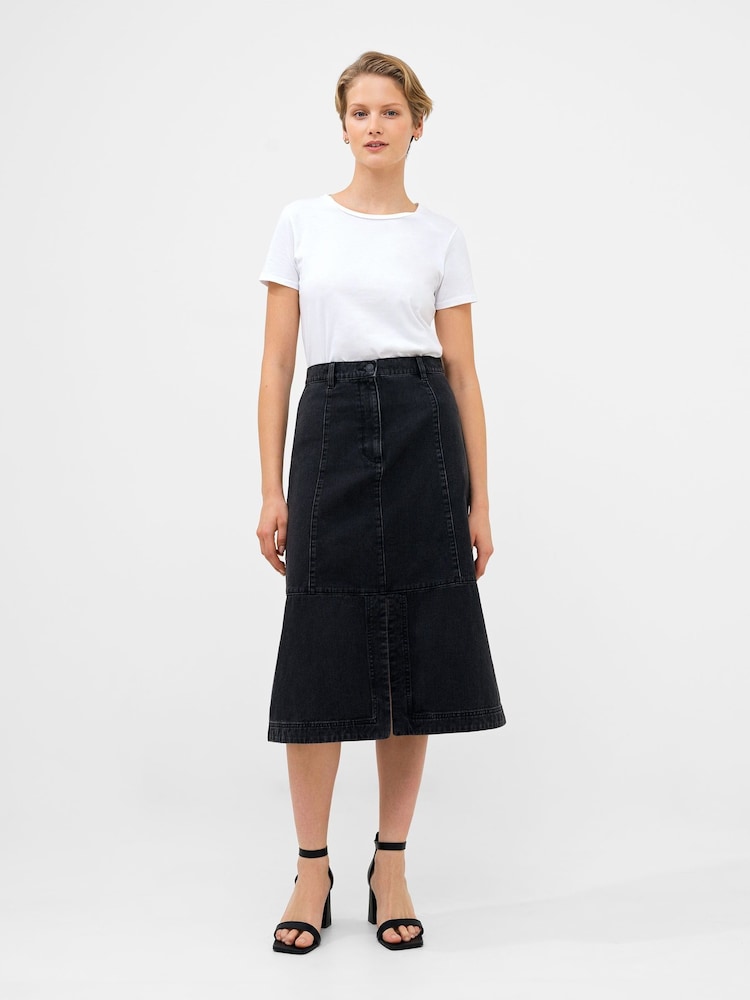 French Connection Black 100% Cotton Denver Midaxi Skirt - Image 1 of 4
