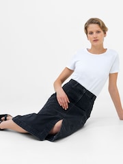 French Connection Black 100% Cotton Denver Midaxi Skirt - Image 2 of 4