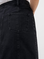French Connection Black 100% Cotton Denver Midaxi Skirt - Image 3 of 4