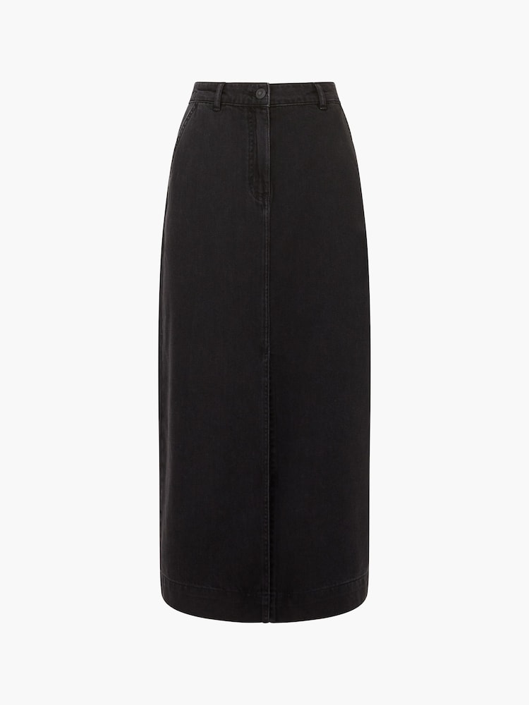 French Connection Black 100% Cotton Denver Midaxi Skirt - Image 4 of 4