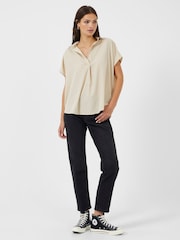 French Connection Cream Crepe Light Sleeveless Popover Shirt - Image 1 of 4