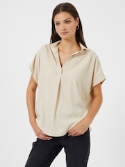 French Connection Cream Crepe Light Sleeveless Popover Shirt - Image 2 of 4