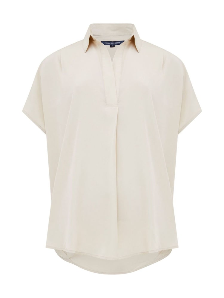 French Connection Cream Crepe Light Sleeveless Popover Shirt - Image 4 of 4