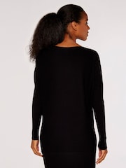 Apricot Black Ribbed Batwing Jumper Dress - Image 2 of 4