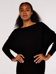 Apricot Black Ribbed Batwing Jumper Dress - Image 4 of 4