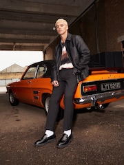 Black EDIT PU Faux Leather Collared Jacket - Image 2 of 9