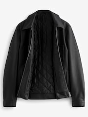 Black EDIT PU Faux Leather Collared Jacket - Image 4 of 9